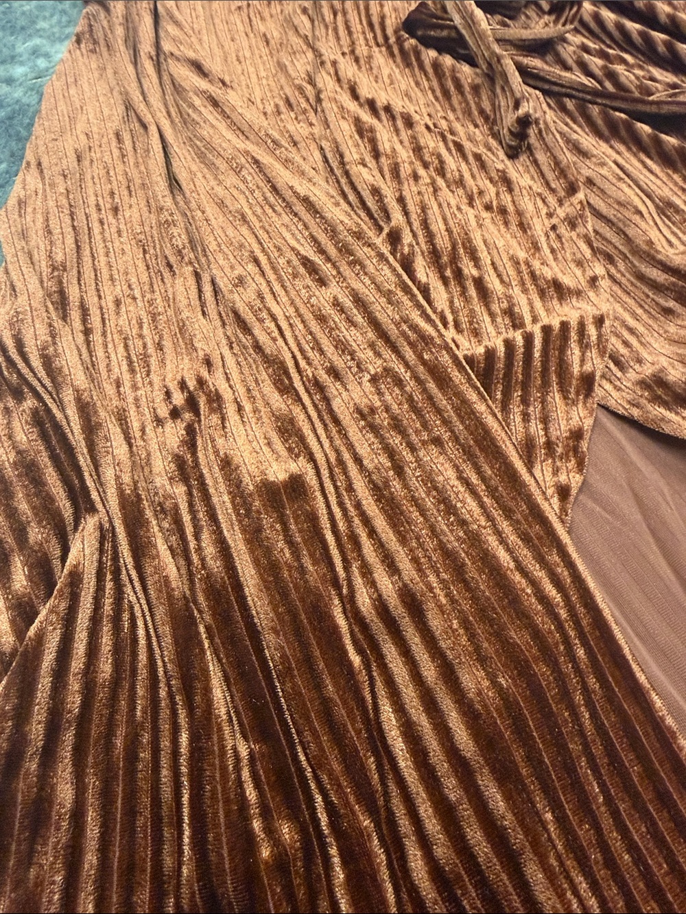 Rust Velvet High-Low Wrap Dress - Women | small - Picture 3 of 6